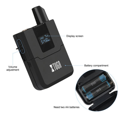 XTUGA A140-B Wireless Microphone System 4 BodyPack Headset Lavalier Microphone(US Plug) - Microphone by XTUGA | Online Shopping UK | buy2fix
