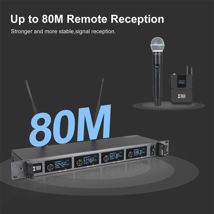 XTUGA A140-H Wireless Microphone System 4 Channel UHF Handheld Microphone(UK Plug) - Microphone by XTUGA | Online Shopping UK | buy2fix