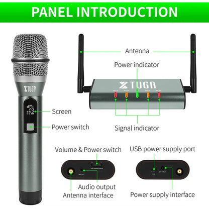 XTUGA U-F4600 Professional 4-Channel UHF Wireless Microphone System with 4 Handheld Microphone(US Plug) - Microphone by XTUGA | Online Shopping UK | buy2fix