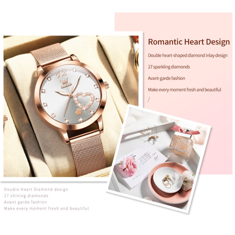 OLEVS 5189 Women Heart Shape Waterproof Quartz Watch(White) - Metal Strap Watches by OLEVS | Online Shopping UK | buy2fix