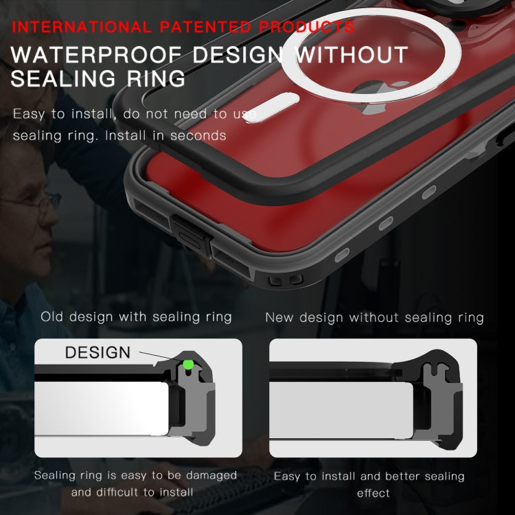 For iPhone 15 Pro Max RedPepper IP68 Waterproof MagSafe Phone Case(Black) - iPhone 15 Pro Max Cases by RedPepper | Online Shopping UK | buy2fix