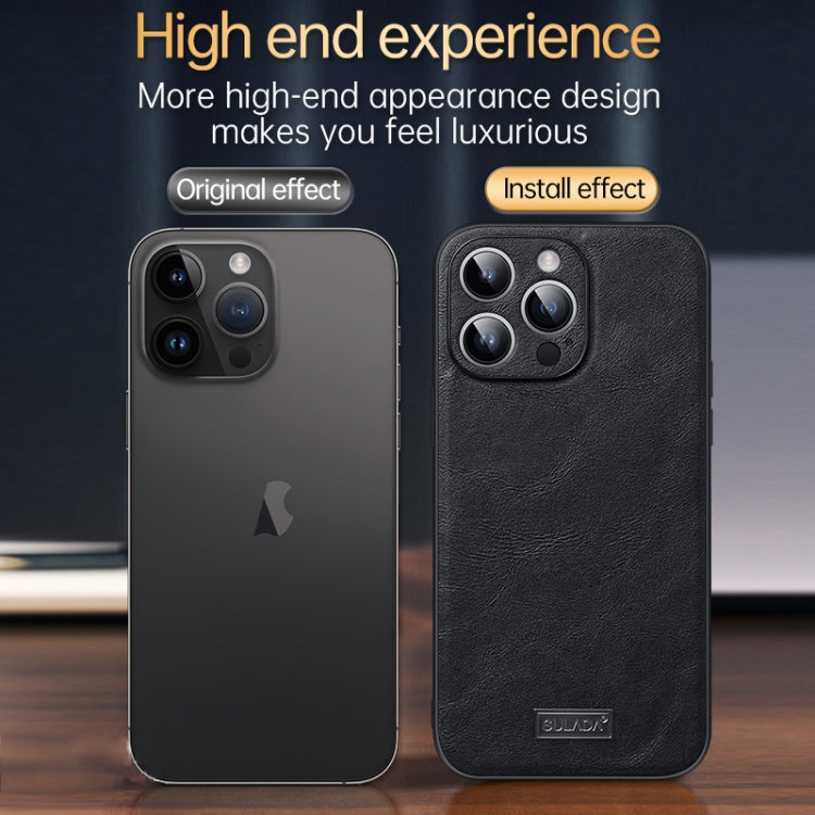 For iPhone 15 Pro Max SULADA Shockproof TPU Hybrid Handmade Leather Phone Case(Black) - iPhone 15 Pro Max Cases by SULADA | Online Shopping UK | buy2fix