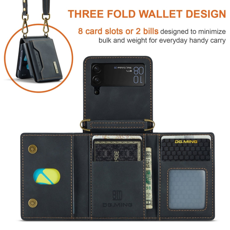 For Samsung Galaxy Z Flip3 5G DG.MING M2 Series Card Bag Magnetic Leather Phone Case(Black) - Galaxy Phone Cases by DG.MING | Online Shopping UK | buy2fix