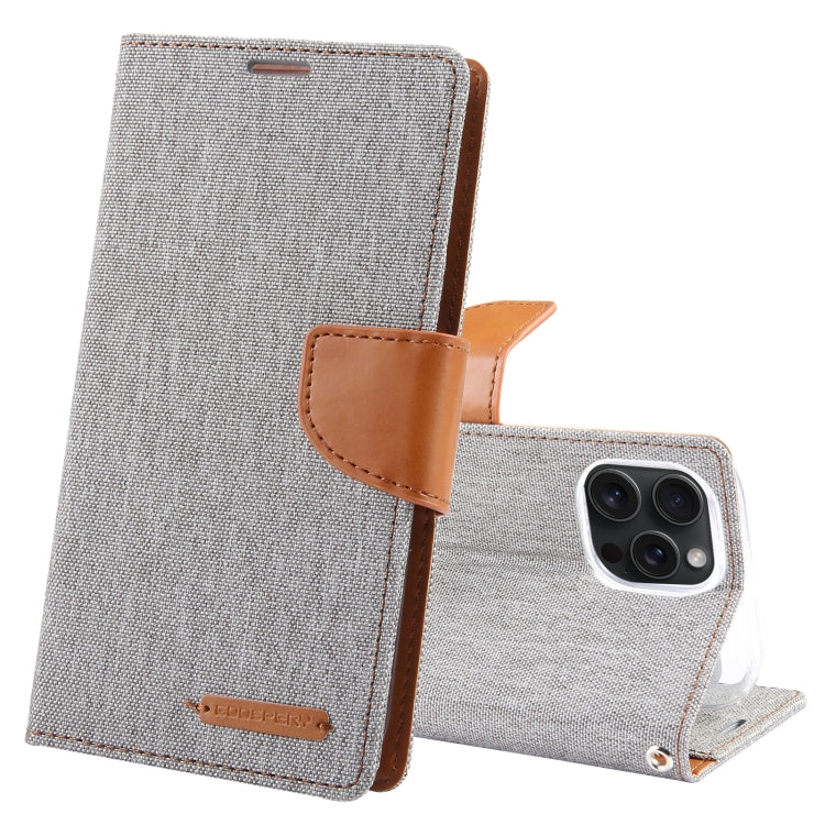 For iPhone 15 Pro Max GOOSPERY CANVAS DIARY Fabric Texture Flip Leather Phone Case(Grey) - iPhone 15 Pro Max Cases by GOOSPERY | Online Shopping UK | buy2fix