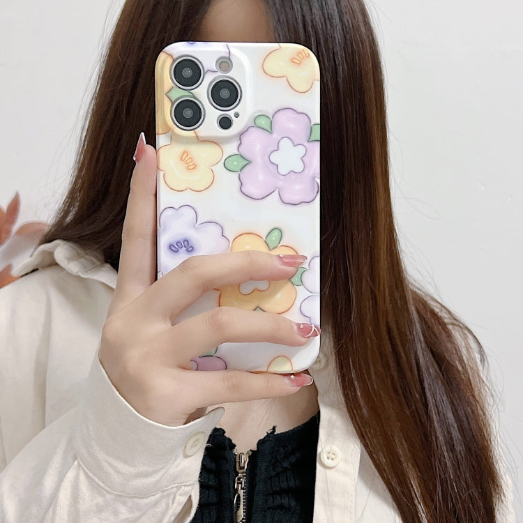 For iPhone 15 Pro Max PC Phone Case(Yellow Purple Flowers) - iPhone 15 Pro Max Cases by buy2fix | Online Shopping UK | buy2fix