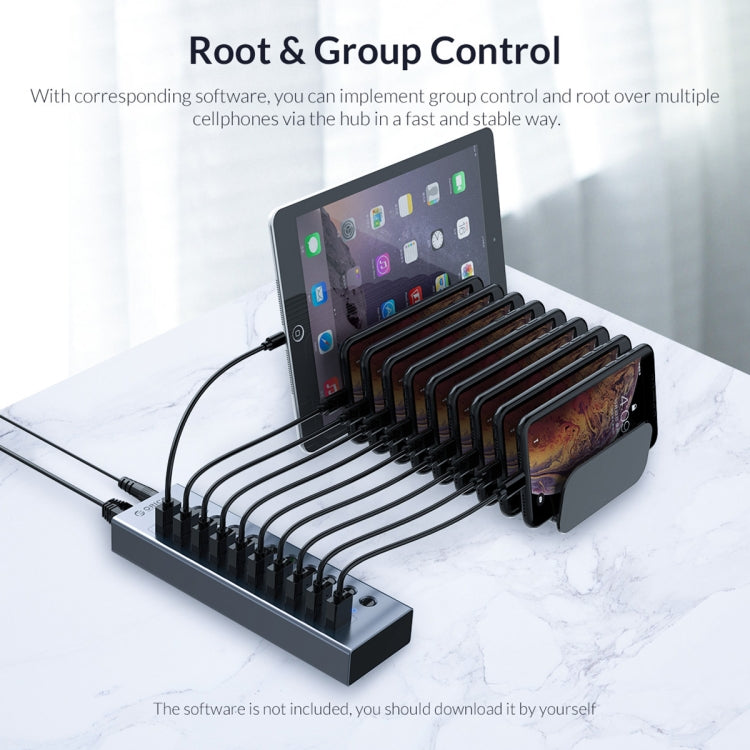 ORICO BT2U3-10AB-GY-BP 10 Ports USB 3.0 HUB with Individual Switches(UK Plug) - USB 3.0 HUB by ORICO | Online Shopping UK | buy2fix