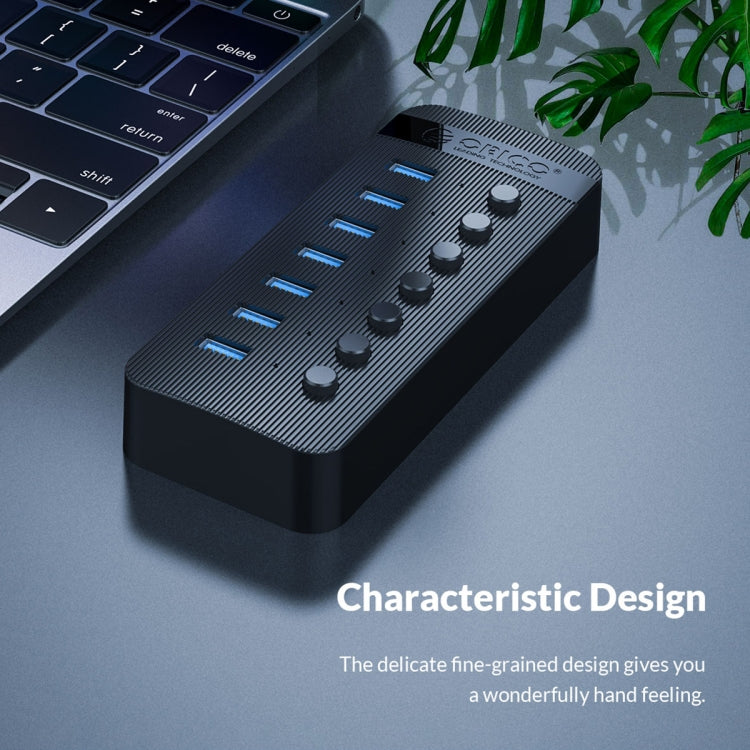 ORICO CT2U3-16AB Plastic Stripes 16 Ports USB 3.0 HUB with Individual Switches, Plug:AU Plug(Black) - USB 3.0 HUB by ORICO | Online Shopping UK | buy2fix