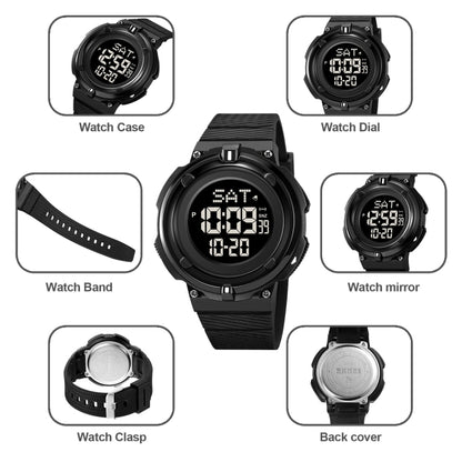 SKMEI 2010 Multifunctional Men 50M Waterproof Luminous Digital Wrist Watch(Black White) - Leather Strap Watches by SKMEI | Online Shopping UK | buy2fix