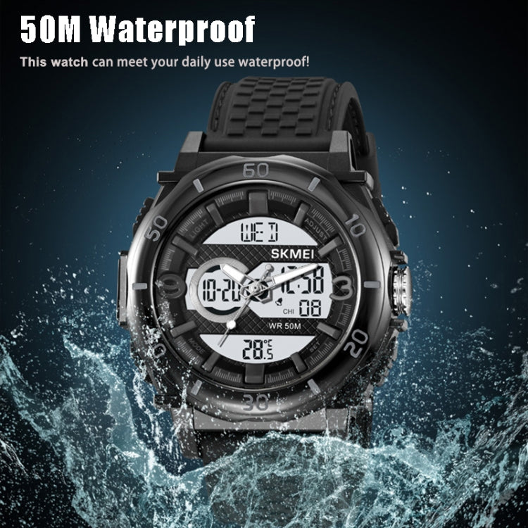 SKMEI 2098 Multifunctional Men 50M Waterproof Thermometer Dual Display Digital Wrist Watch(Gold+Black) - Silicone Strap Watches by SKMEI | Online Shopping UK | buy2fix