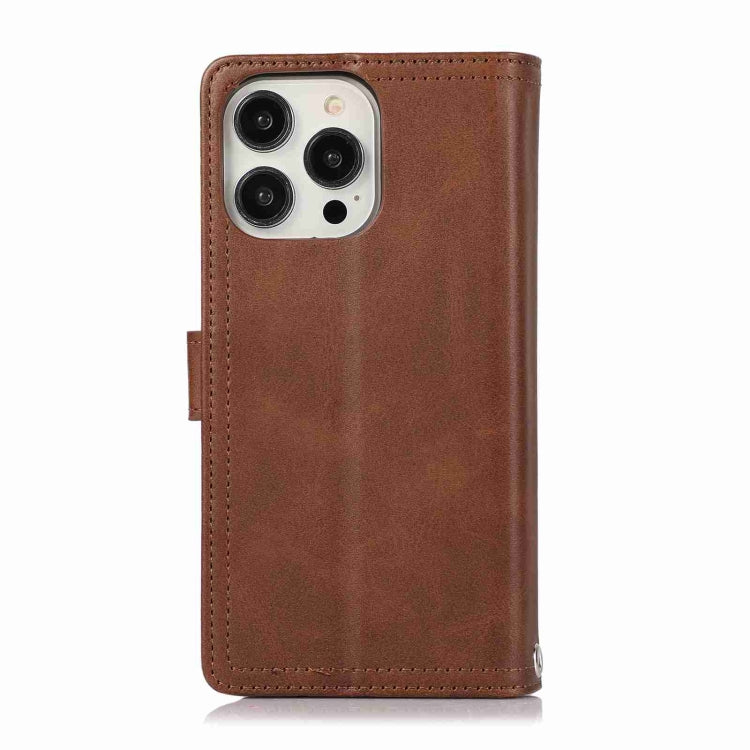 For iPhone 15 Pro Max Wristband Card Slot Leather Phone Case(Coffee) - iPhone 15 Pro Max Cases by buy2fix | Online Shopping UK | buy2fix