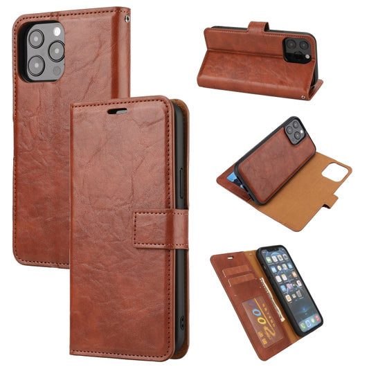 For iPhone 15 Pro Max Crazy Horse Texture Detachable Horizontal Flip PU Case(Brown) - iPhone 15 Pro Max Cases by buy2fix | Online Shopping UK | buy2fix