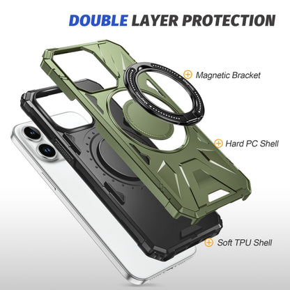 For iPhone 13 Pro Max MagSafe Magnetic Shockproof Phone Case with Ring Holder(Dark Green) - iPhone 13 Pro Max Cases by buy2fix | Online Shopping UK | buy2fix