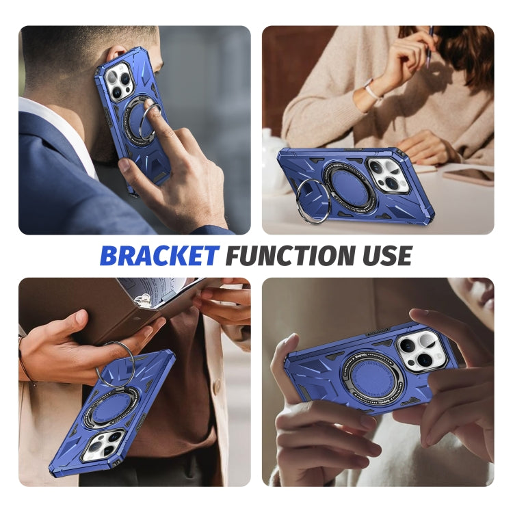 For iPhone 13 Pro MagSafe Magnetic Shockproof Phone Case with Ring Holder(Navy Blue) - iPhone 13 Pro Cases by buy2fix | Online Shopping UK | buy2fix