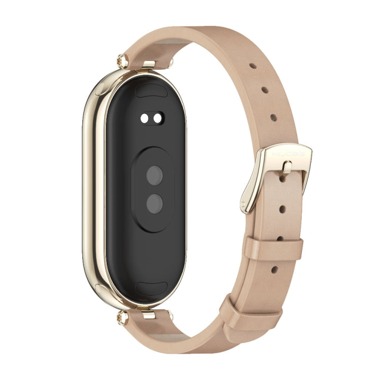 For Xiaomi Mi Band 8 / 9 / 9 NFC Mijobs First Layer Cowhide Watch Band(Apricot Light Gold) - Watch Bands by MIJOBS | Online Shopping UK | buy2fix