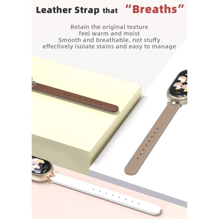 For Xiaomi Mi Band 8 / 9 / 9 NFC Mijobs First Layer Cowhide Watch Band(Apricot Light Gold) - Watch Bands by MIJOBS | Online Shopping UK | buy2fix