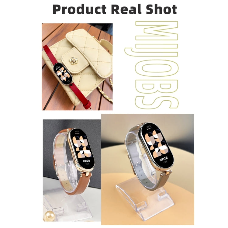 For Xiaomi Mi Band 8 / 9 / 9 NFC Mijobs First Layer Cowhide Watch Band(Apricot Light Gold) - Watch Bands by MIJOBS | Online Shopping UK | buy2fix