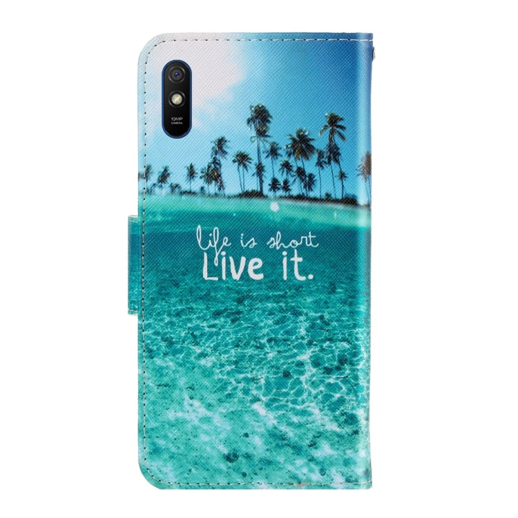 For Xiaomi Redmi 9A 3D Colored Drawing Horizontal Flip PU Leather Case with Holder & Card Slots & Wallet(Coconut Tree) - Xiaomi Cases by buy2fix | Online Shopping UK | buy2fix