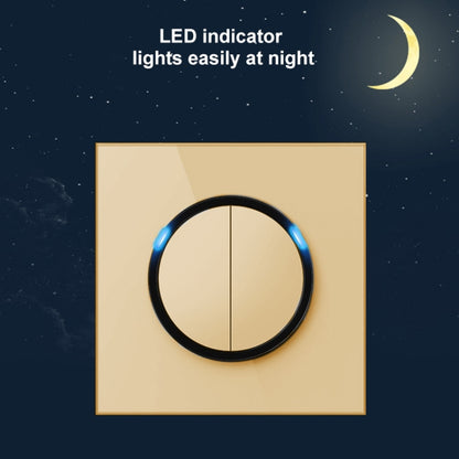 86mm Round LED Tempered Glass Switch Panel, Gold Round Glass, Style:Two Billing Control - Consumer Electronics by buy2fix | Online Shopping UK | buy2fix