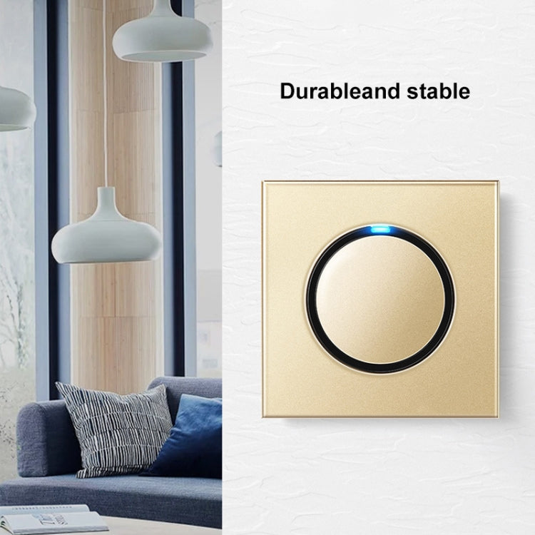 86mm Round LED Tempered Glass Switch Panel, Gold Round Glass, Style:Telephone-TV Socket - Consumer Electronics by buy2fix | Online Shopping UK | buy2fix
