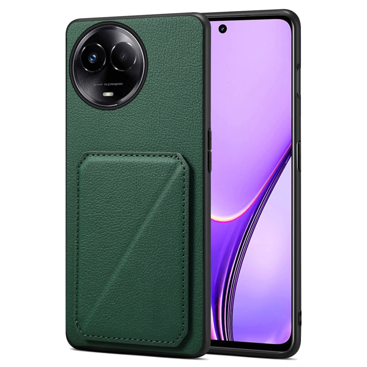 For Realme Narzo 60X / 11 5G / 11x Denior Imitation Calf Leather Back Phone Case with Holder(Green) - Realme Cases by Denior | Online Shopping UK | buy2fix