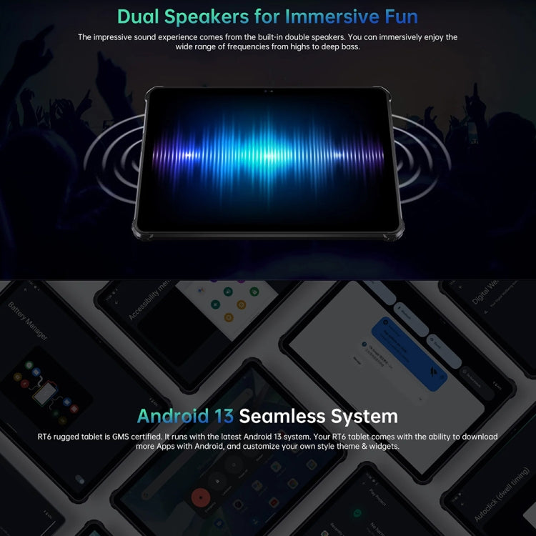 OUKITEL RT6 4G Network IP68/IP69K Rugged Tablet, 8GB+256GB, 10.1 inch Android 13 MediaTek MT8788 Octa Core Support Dual SIM, EU Plug(Black) - Other by OUKITEL | Online Shopping UK | buy2fix