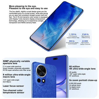 Huawei nova 12 Pro, 12GB+512GB, Screen Fingerprint Identification, 6.76 inch HarmonyOS 4.0 Octa Core, Network: 4G, NFC, OTG, Not Support Google Play(Blue) - Huawei Mate & P by Huawei | Online Shopping UK | buy2fix