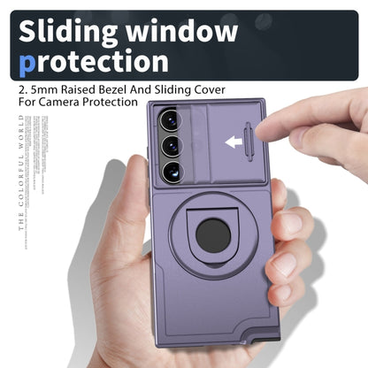 For Samsung Galaxy S22 Ultra 5G Camshield MagSafe Ring Holder Armor Phone Case(Puple) - Galaxy S22 Ultra 5G Cases by buy2fix | Online Shopping UK | buy2fix