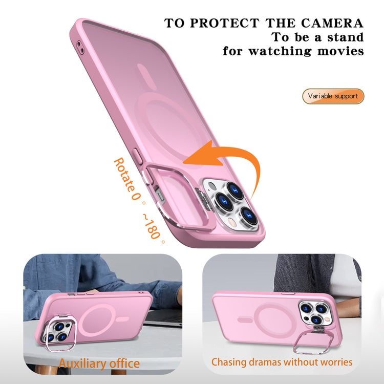 For iPhone 13 Pro Metal Invisible Camera Holder MagSafe Magnetic Phone Case(Pink) - iPhone 13 Pro Cases by buy2fix | Online Shopping UK | buy2fix