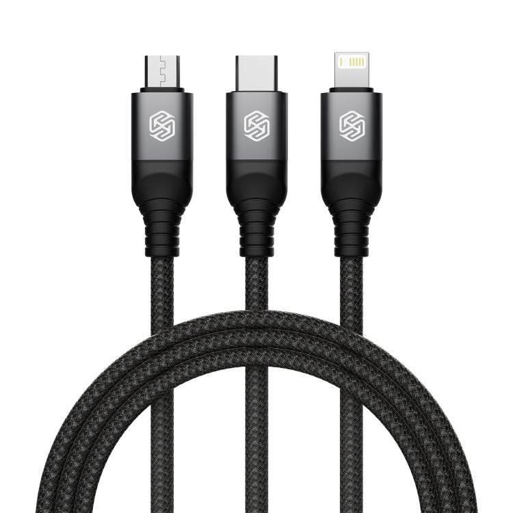 Nillkin Swift Pro 1m 3 in 1 USB to 8 Pin + Type-C + Micro USB Fast Charging Cable(Black) - Multifunction Cable by NILLKIN | Online Shopping UK | buy2fix