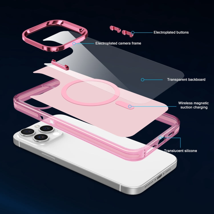 For iPhone 14 Pro Electroplated IMD Magsafe PC Hybrid TPU Phone Case(Pink) - iPhone 14 Pro Cases by buy2fix | Online Shopping UK | buy2fix