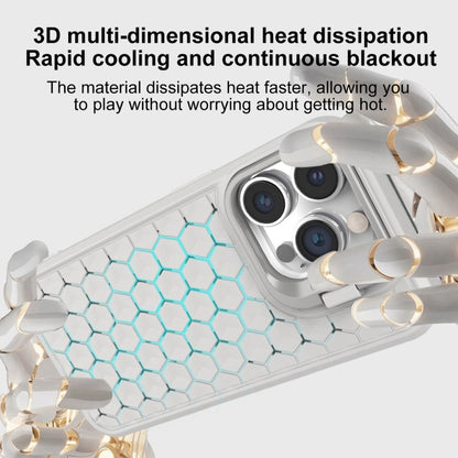 For iPhone 15 Pro Max Honeycomb Radiating Lens Holder Magsafe Phone Case(Black) - iPhone 15 Pro Max Cases by buy2fix | Online Shopping UK | buy2fix