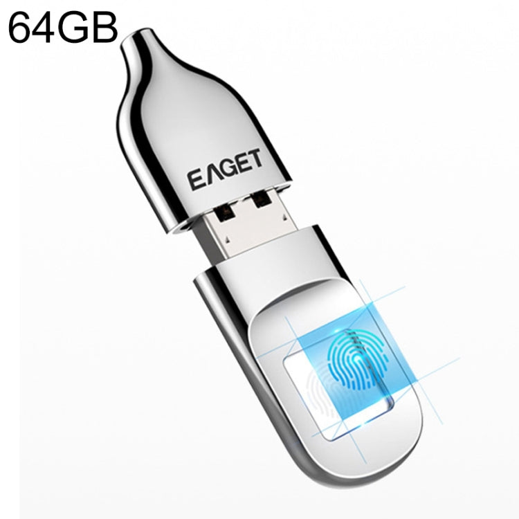 EAGET FU5 64G USB 2.0 Interface Metal Flash U Disk with Fingerprint Identification - USB Flash Drives by EAGET | Online Shopping UK | buy2fix