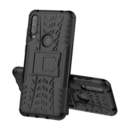 For Alcatel 3L (2020) Tire Texture Shockproof TPU + PC Protective Case with Holder(Black) - Alcatel Cases by buy2fix | Online Shopping UK | buy2fix