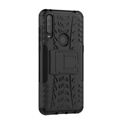 For Alcatel 3L (2020) Tire Texture Shockproof TPU + PC Protective Case with Holder(Black) - Alcatel Cases by buy2fix | Online Shopping UK | buy2fix