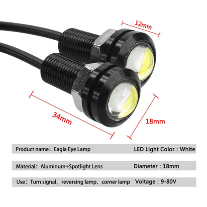 10 PCS 18mm 1.5W DC9-80V Motorcycle Eagle Eye Light Double Lens(White Light) - Eagle Eye Lights by buy2fix | Online Shopping UK | buy2fix