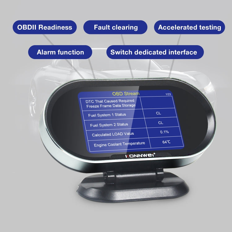 KONNWEI KW206 2 in 1 OBDII / EOBD12V Car Fault Scanner + 3.5 inch LCD Monitor - In Car by KONNWEI | Online Shopping UK | buy2fix