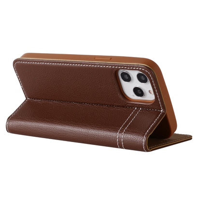 For iPhone 12 mini GEBEI Top-grain Leather Horizontal Flip Protective Case with Holder & Card Slots (Brown) - iPhone 12 mini Cases by GEBEI | Online Shopping UK | buy2fix