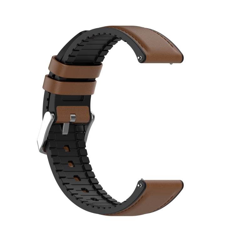 20mm Silicone Leather Watch Band for Samsung Galaxy Watch 3 41mm(Brown) - Watch Bands by buy2fix | Online Shopping UK | buy2fix