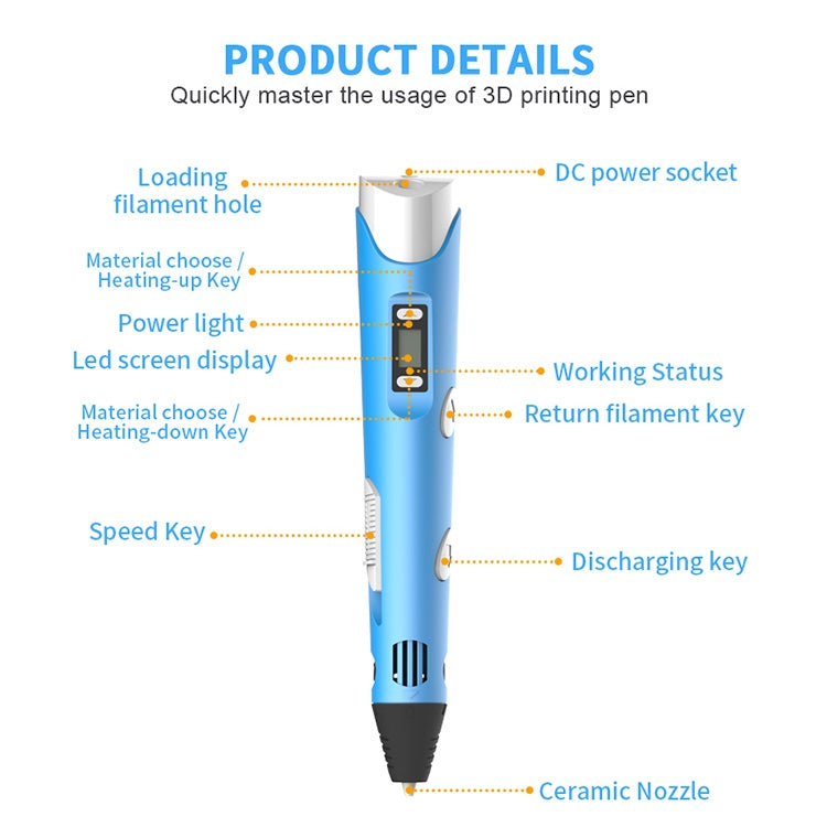 Hand-held 3D Printing Pen, UK Plug (Yellow) - Consumer Electronics by buy2fix | Online Shopping UK | buy2fix