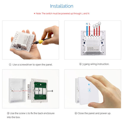 WS-UK-03 EWeLink APP & Touch Control 2A 3 Gangs Tempered Glass Panel Smart Wall Switch, AC 90V-250V, UK Plug - Smart Socket by buy2fix | Online Shopping UK | buy2fix