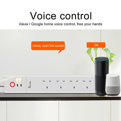 2 x USB Ports + 4 x UK Plug Jack WiFi Remote Control Smart Power Socket Works with Alexa & Google Home, Cable Length: 1.8m, AC 90-265V, UK Plug - Consumer Electronics by buy2fix | Online Shopping UK | buy2fix