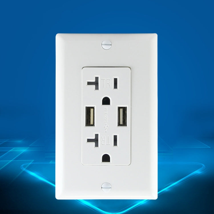PC Double-connection Power Socket Switch with USB, US Plug, Square White UL 15A Leakage Protection Socket - Consumer Electronics by buy2fix | Online Shopping UK | buy2fix