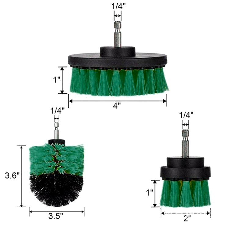 3 PCS Bathroom Kitchen Cleaning Brushes Kit for Electric Drill(Green) - Sponges, Cloths & Brushes by buy2fix | Online Shopping UK | buy2fix
