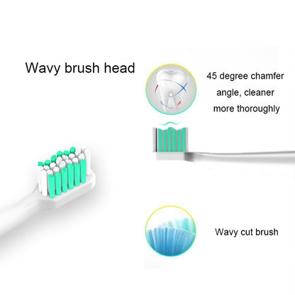 USB Wireless Charge Sonic Electric Toothbrush Adult Oral Hygiene Rechargeable Ultrasonic Tooth Brush with 4 Brush Heads (Green) - Toothbrushes by buy2fix | Online Shopping UK | buy2fix