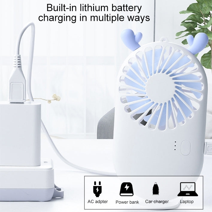 Portable Mini USB Charging Pocket Fan with 3 Speed Control (Pearl White) - Electric Fans by buy2fix | Online Shopping UK | buy2fix