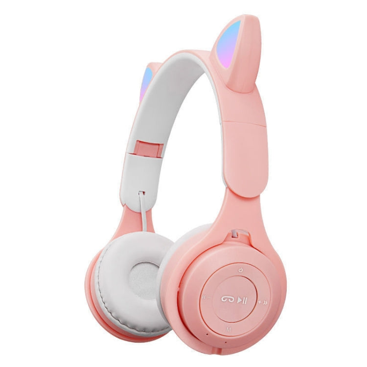 M6 Luminous Cat Ears Two-color Foldable Bluetooth Headset with 3.5mm Jack & TF Card Slot(Pink) - Headset & Headphone by buy2fix | Online Shopping UK | buy2fix