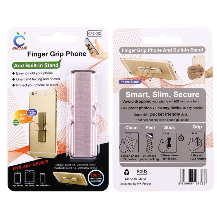 2 in 1 Adjustable Universal Mini Adhesive Holder Stand + Slim Finger Grip, Size: 7.3 x 2.2 x 0.3 cm(Rose Gold) - Ring Holder by buy2fix | Online Shopping UK | buy2fix