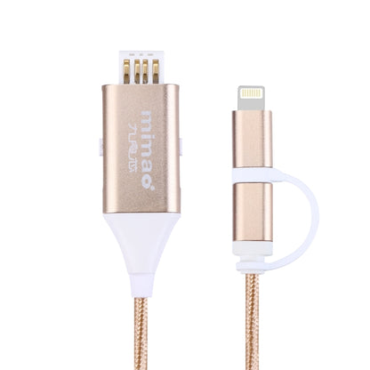 1M Multi-functional Mimao 8pin & Micro USB to OTG & USB 2.0 Data Sync Cable USB Charging Cable, For iPhone & iPad, Samsung, HTC, Sony, Huawei, Xiaomi(Gold) - OTG Adapter by buy2fix | Online Shopping UK | buy2fix