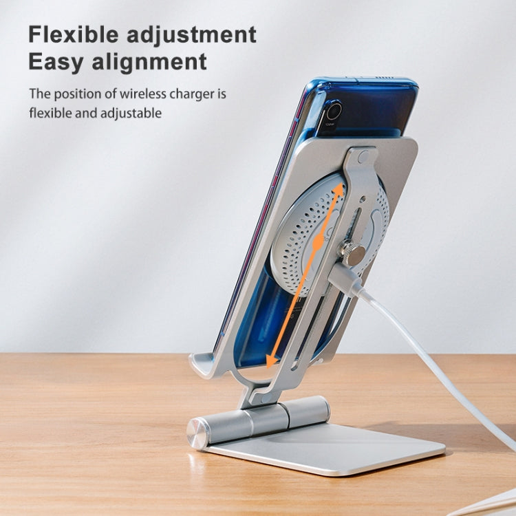 NILLKIN 2 in 1 15W PoweHold Mini Vertical Foldable Detachable Wireless Charger Mobile Phone Holder (Silver) - Wireless Charger by NILLKIN | Online Shopping UK | buy2fix