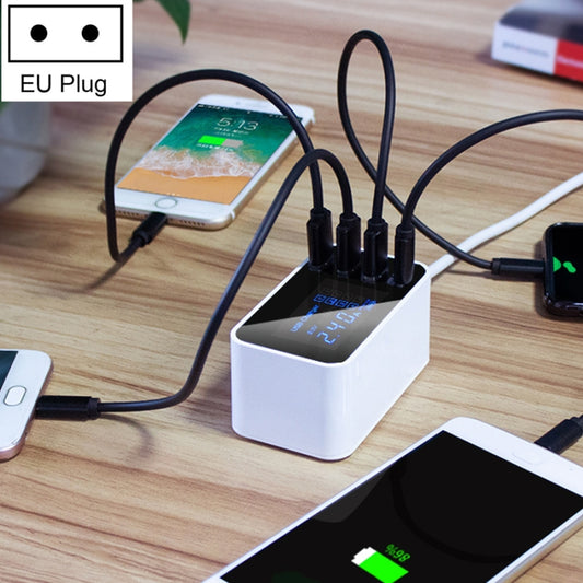 CDA30 20W 3 USB Ports + USB-C / Type-C Ports Multi-function Charger with LED Display, EU Plug - Multifunction Charger by buy2fix | Online Shopping UK | buy2fix